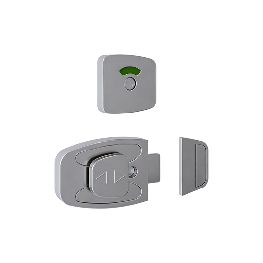 Sera Emergency Release Slide Lock and Indicator Set - Satin Chrome Plate - With Screw Fixings