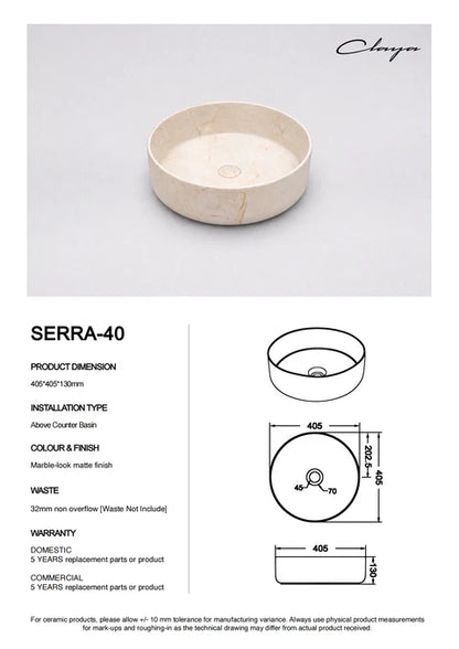 405*405*130mm Matte White with Delicate Stone-look Veining Above Counter Basin