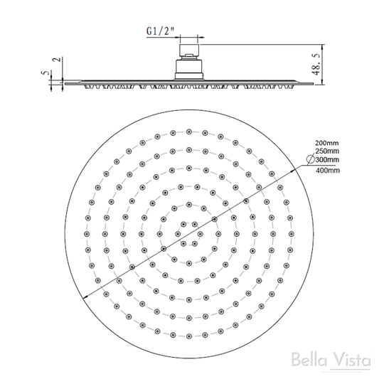 S/Steel Shower Head RND 400mm