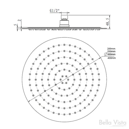 Mica Shower Head - 250mm - Brushed Nickel