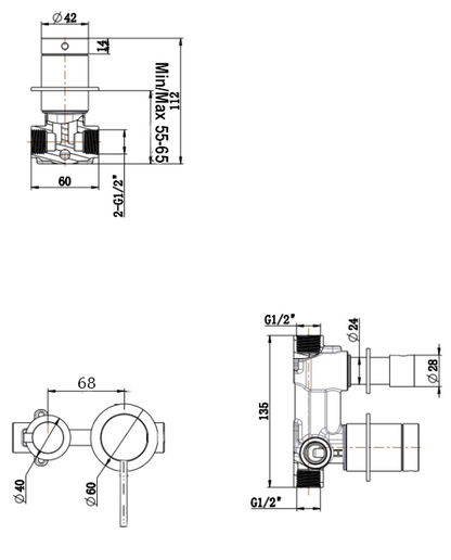 Mica Mixer Diverter - SW - TRIM KIT - Dusk Bronze