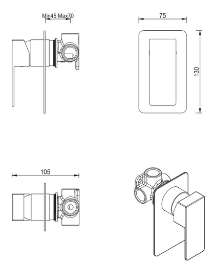 Aleko Shower Mixer - TRIM KIT - Black