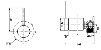 Mica Shower Mixer - Upwards Handle - TRIM KIT- Black