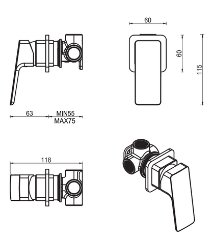 Tiago Shower Mixer - SP- TRIM KIT - Gunmetal