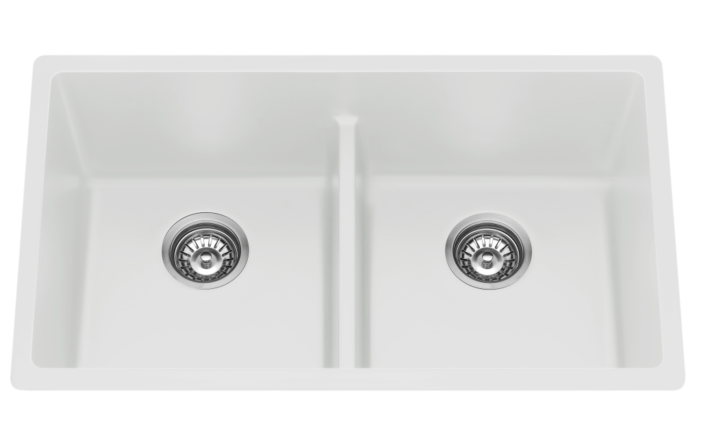 Kitchen Sink Double Bowl - White