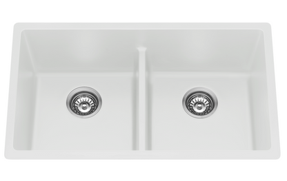 Kitchen Sink Double Bowl - White