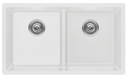 Kitchen Sink Double Bowl - White
