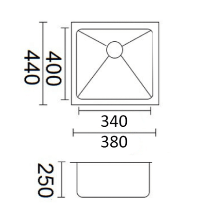 Luminare Sink 380 x 440mm - Stainless