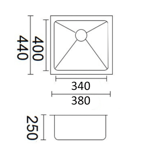 Luminare Sink 380 x 440mm - Stainless