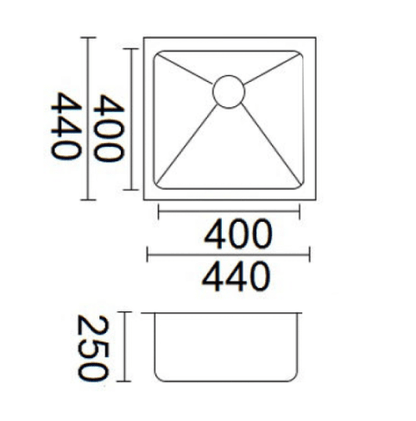 Luminare Sink 440 x 440mm - Stainless
