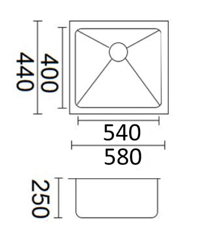 Luminare Sink 580 x 440mm - Stainless