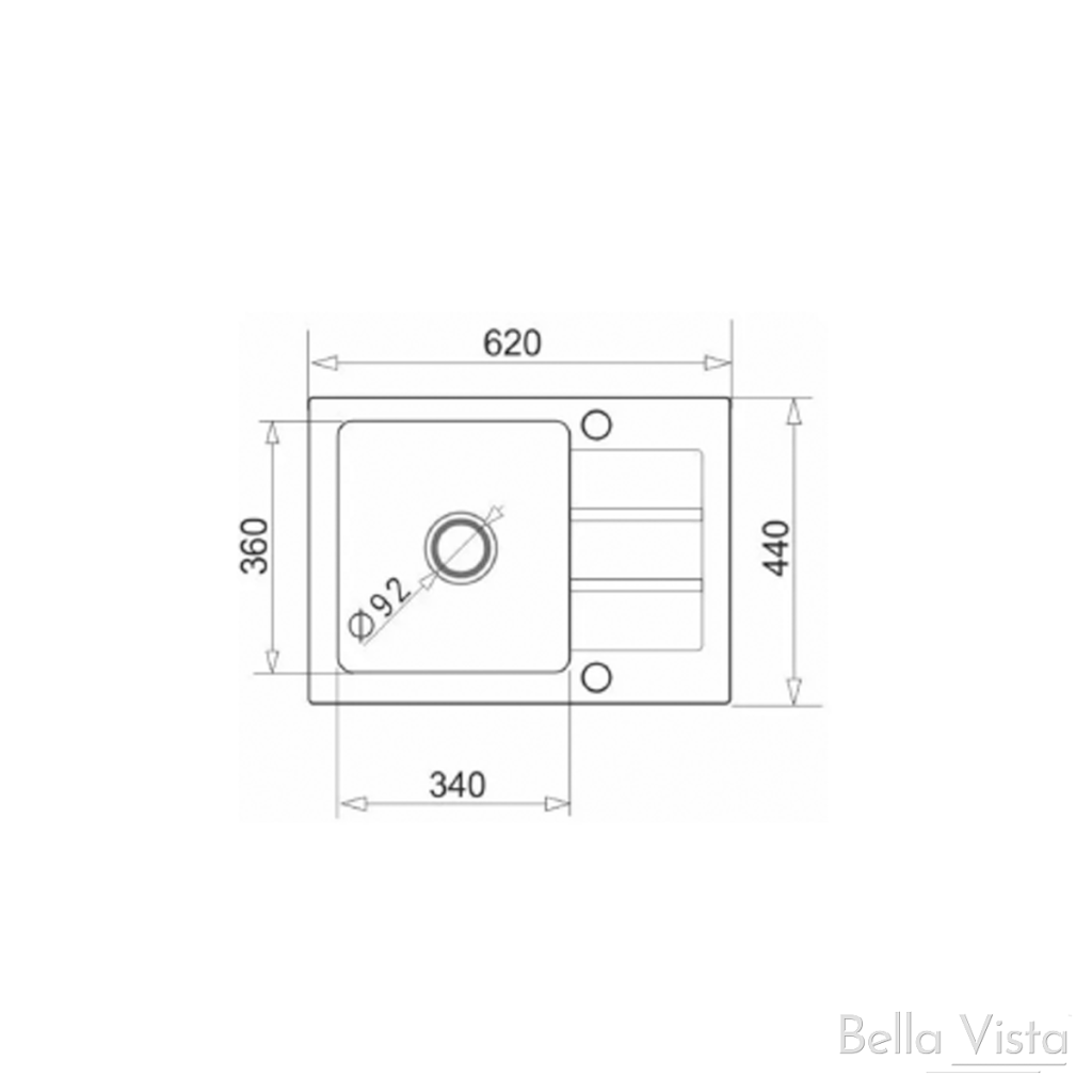 Euro Kitchen Sink Black 620 x 440mm - BLACK **