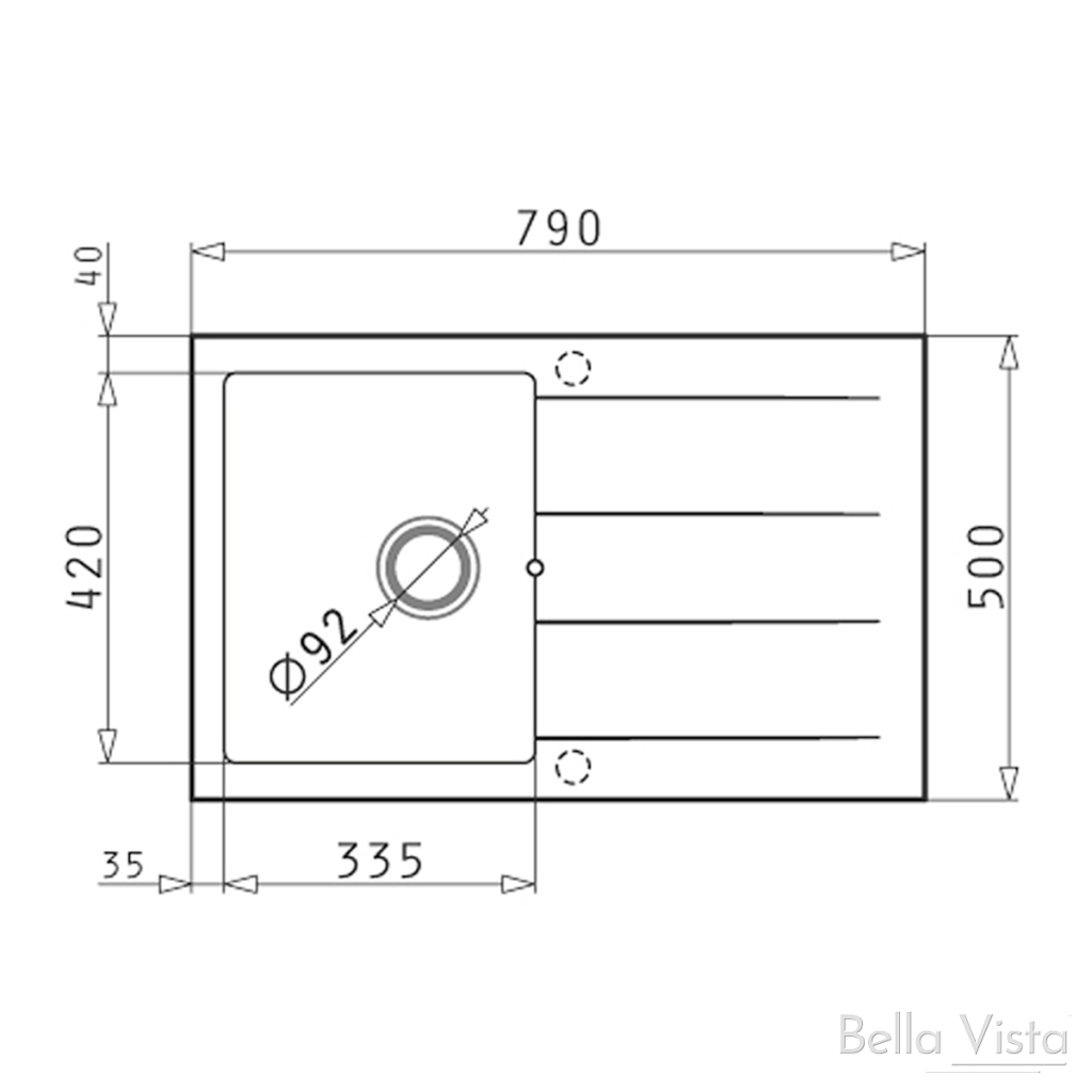 Euro Kitchen Sink 790x500mm Drainer - GRAPHITE CARBON