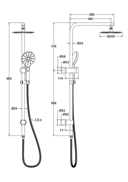 Souljet Shower Combination with 200mm Head - Chrome