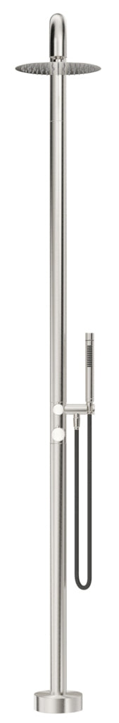 Mica Soft Square Freestanding Outdoor Shower- Brushed Nickel