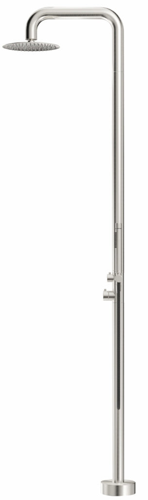 Mica Soft Square Freestanding Outdoor Shower- Brushed Nickel