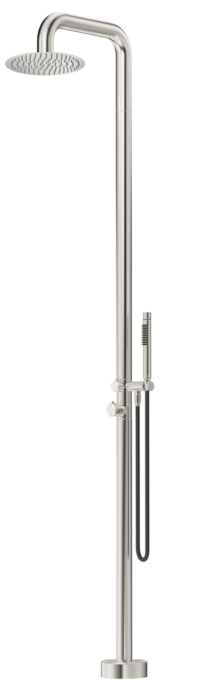 Mica Soft Square Freestanding Outdoor Shower- Brushed Nickel