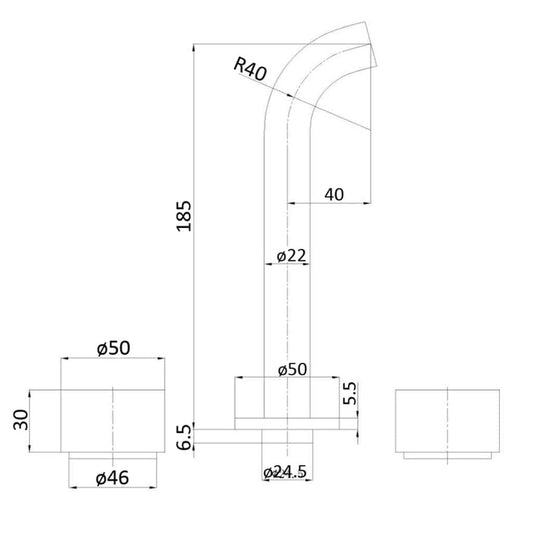 'Capri' Simply Round Spindles and Spout - Wall-Black