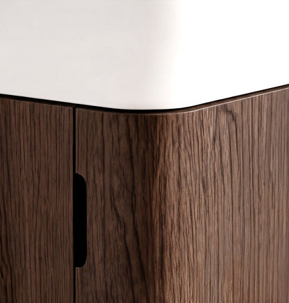 Maxi Space Saver Sable Walnut Fluted Curved Floor Standing Vanity