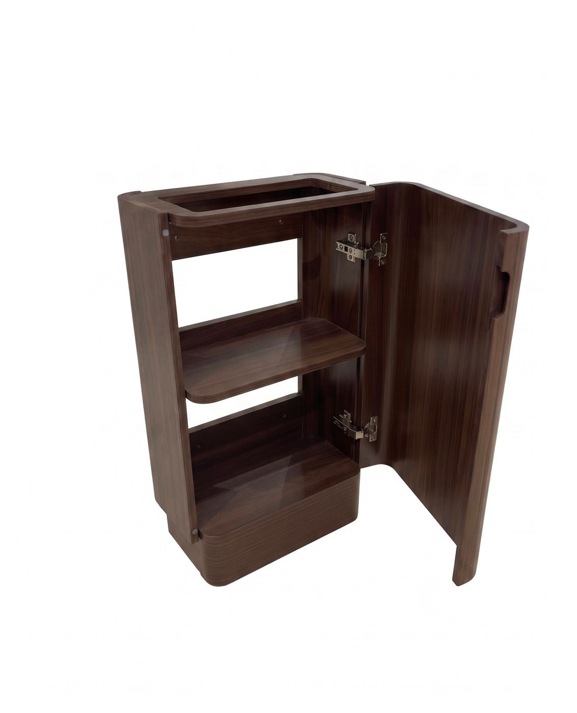 Maxi Space Saver Sable Walnut Fluted Curved Floor Standing Vanity