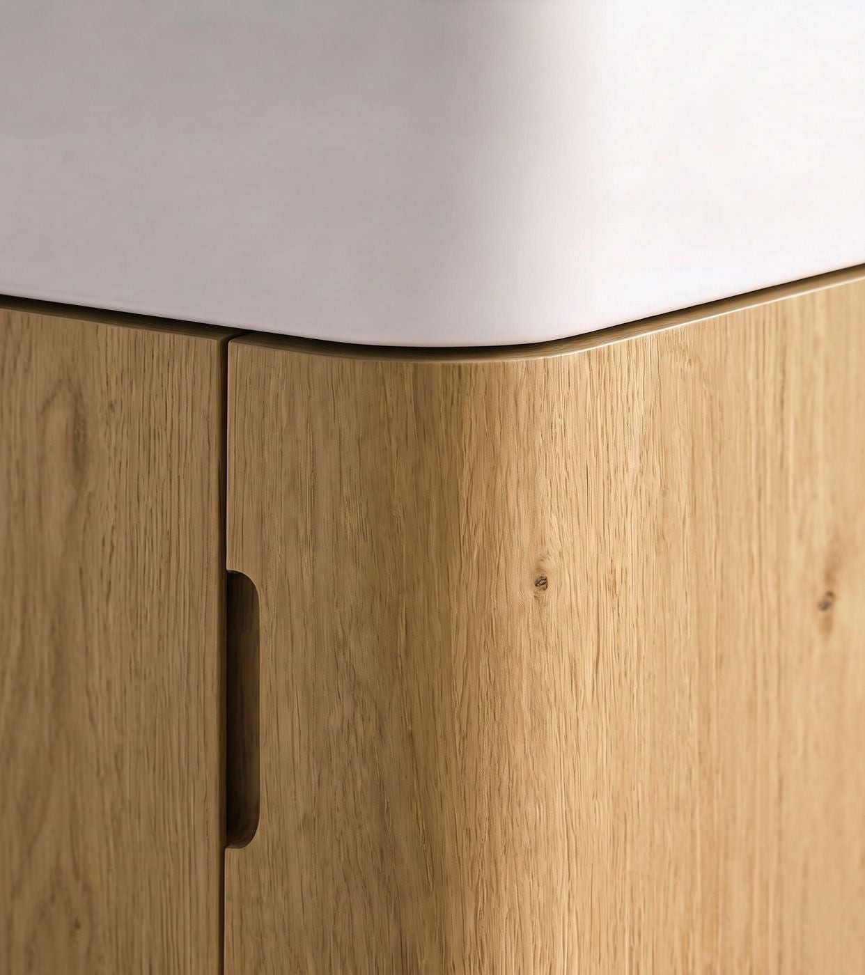 Maxi Space Saver Woodland Oak Curved Floor Standing Vanity