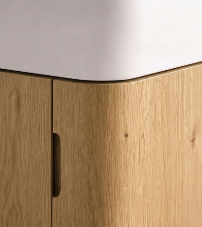 Maxi Space Saver Woodland Oak Curved Floor Standing Vanity