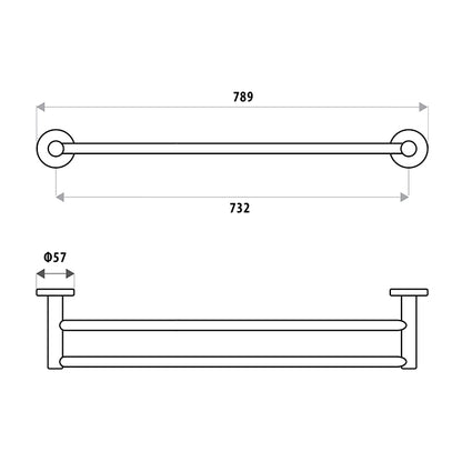 Sabine Double Towel Rail - Chrome