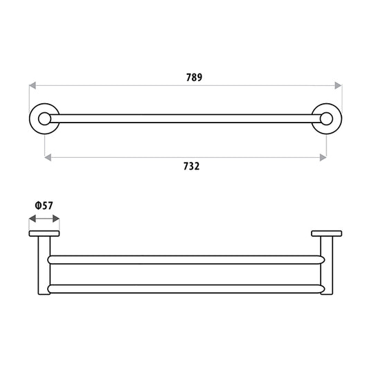 Sabine Double Towel Rail - Chrome