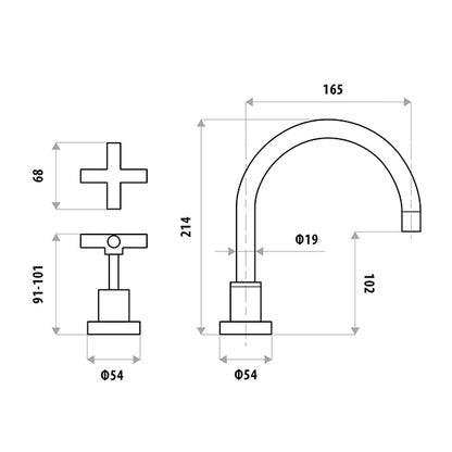 SABINE Vanitee Hob Sink Set - Chrome