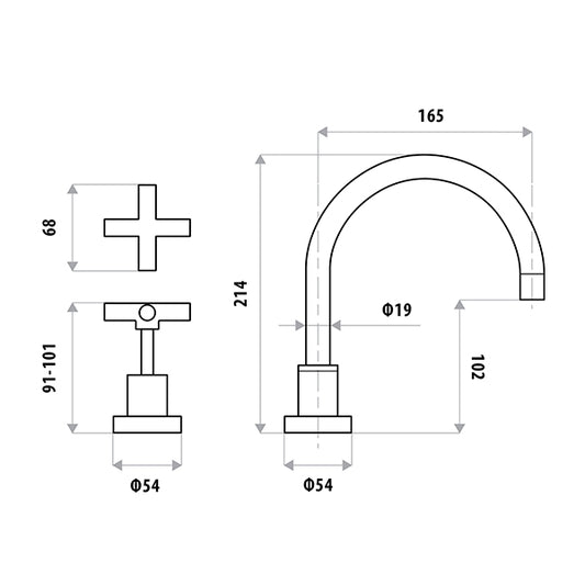 SABINE Vanitee Hob Sink Set - Chrome