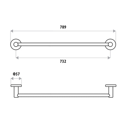 Sabine Single Towel Rail - Chrome