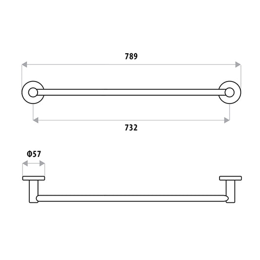 Sabine Single Towel Rail - Chrome