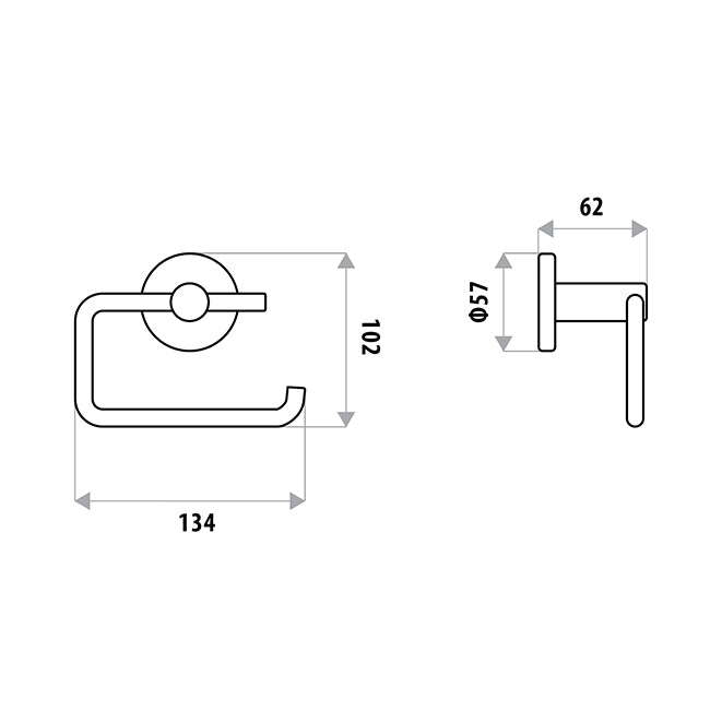 Sabine Toilet Roll Holder LESS Flap - Chrome