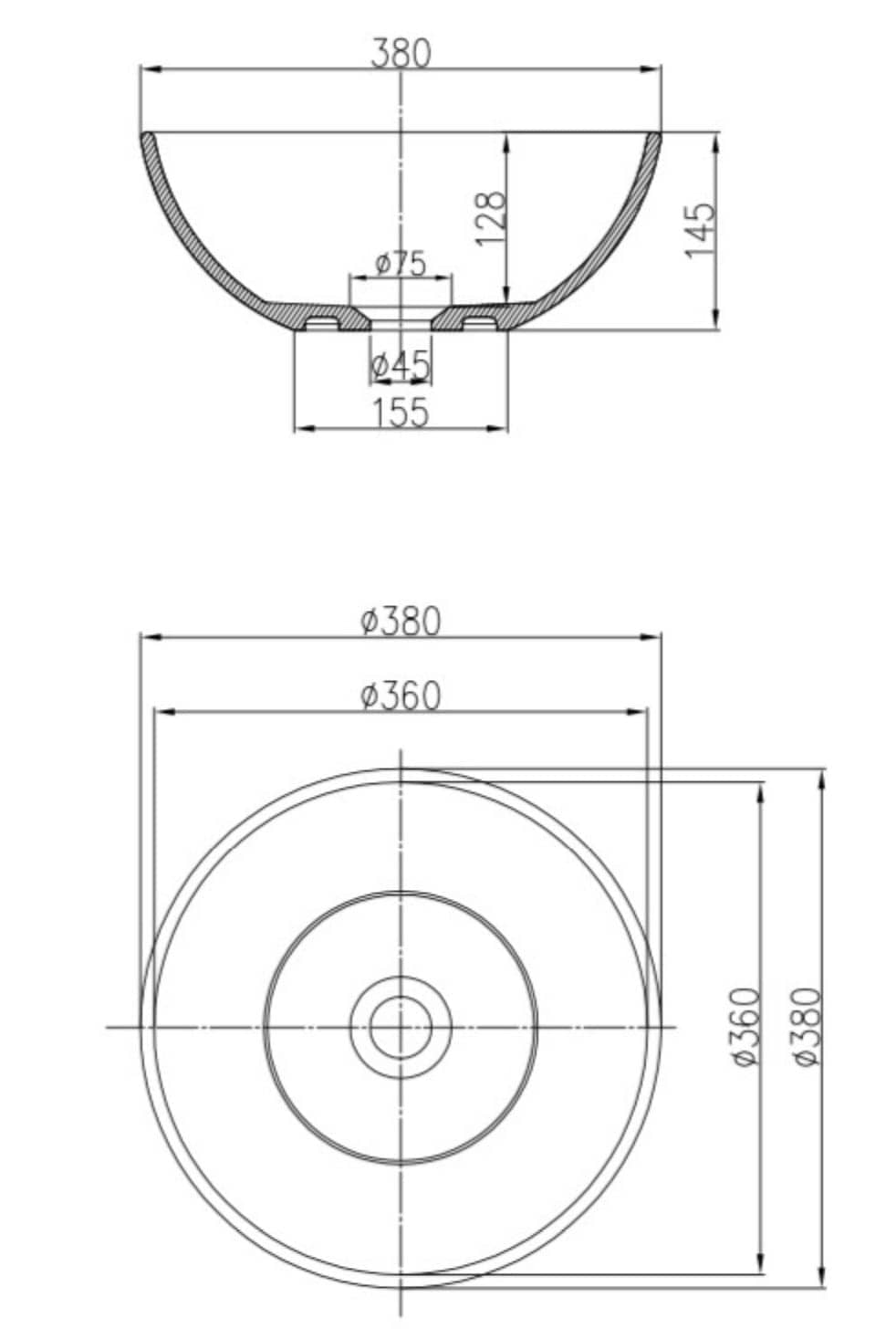 380mm Pietra Bianca - Sarah Above Counter Basins
