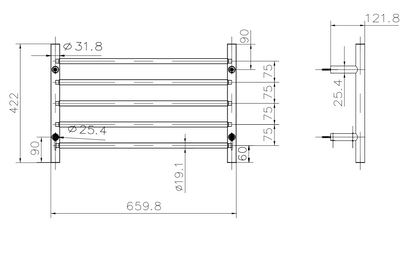 Allegra 5 Bar Heated Towel Rail - Chrome