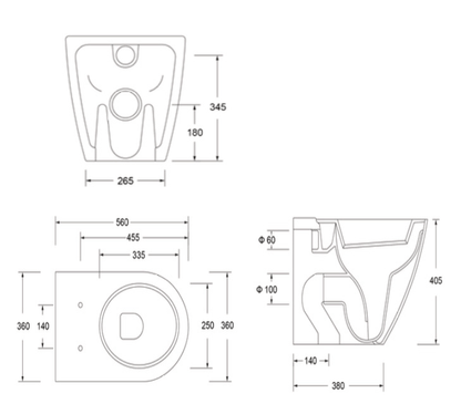 Senza Rimless Wall Faced Pan