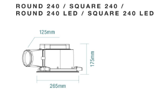 Flow 240mm Square Exhaust Fan with Tricolour LED light