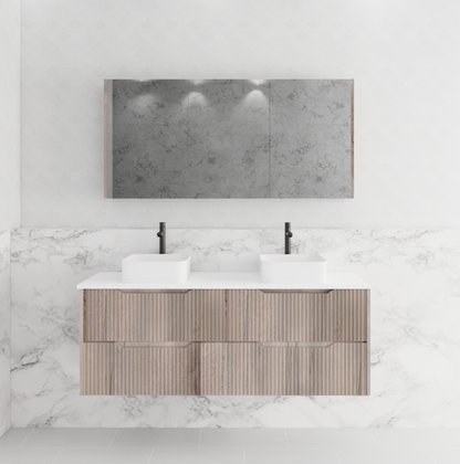 1500mm * White oak           * Fluted style          *  2 tiers                 4 Drawers                      * Wall Hung