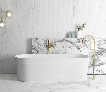 Attica Bondi 1500x800x580 Gloss White Freestanding Bath with Overflow.