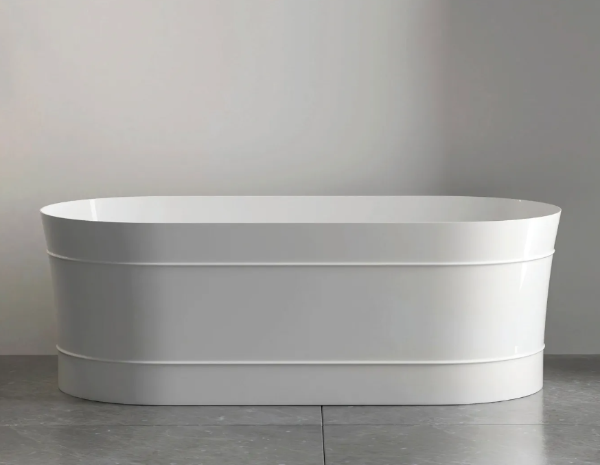 Attica Bondi 1500x800x580 Gloss White Freestanding Bath with Overflow.