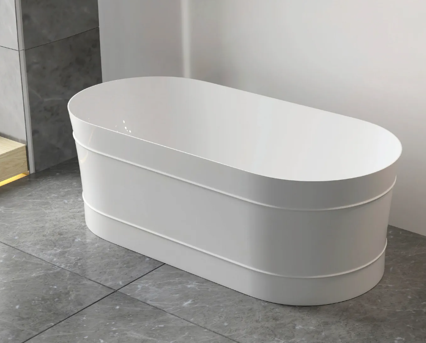 Attica Bondi 1500x800x580 Gloss White Freestanding Bath with Overflow.