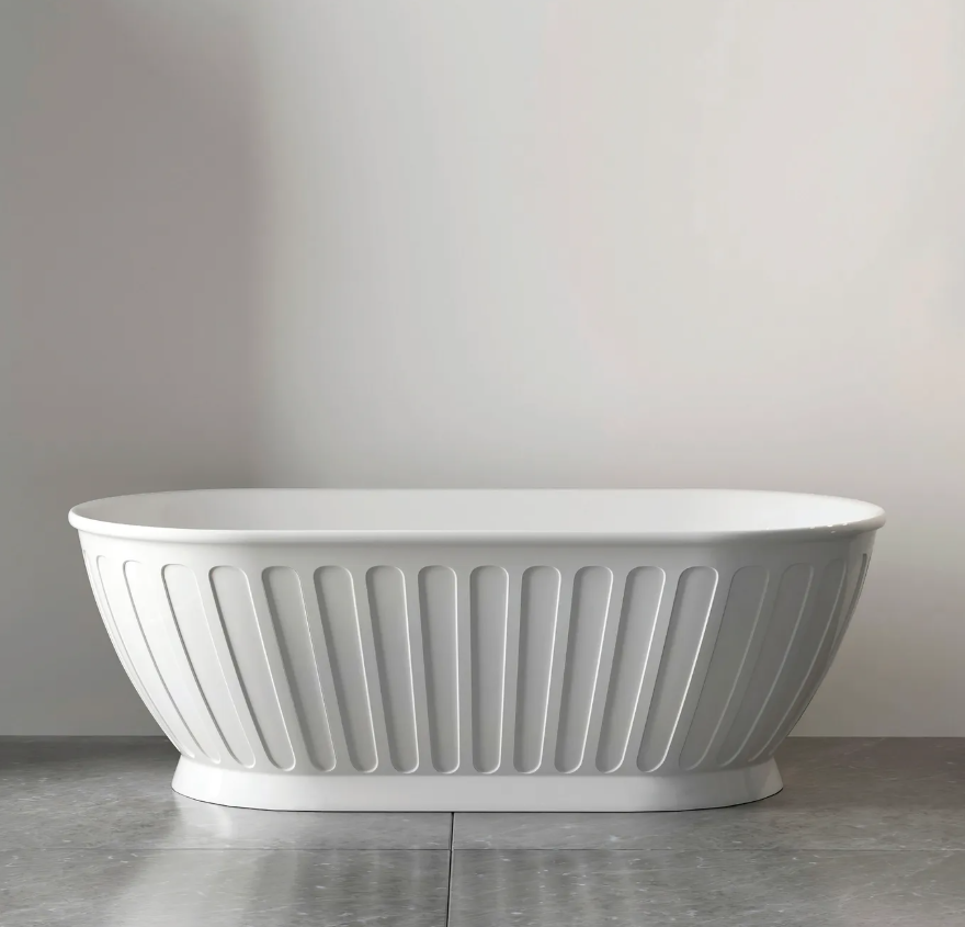 Attica Kensington 1500x750x580 Gloss White Freestanding Bath with Overflow