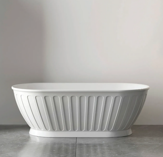 Attica Kensington 1500x750x580 Matte White Freestanding Bath with Overflow