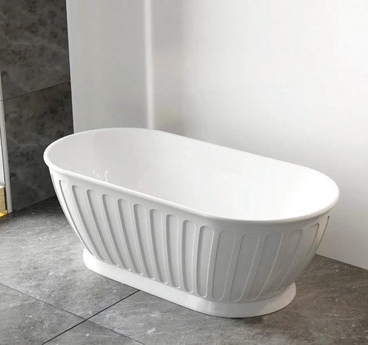 Attica Kensington 1500x750x580 Gloss White Freestanding Bath with Overflow
