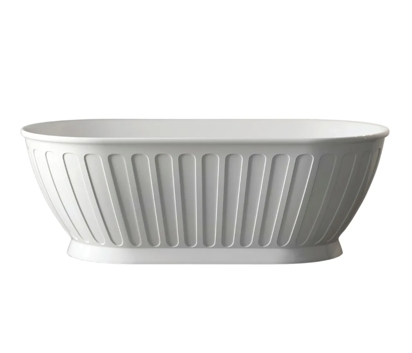 Attica Kensington 1500x750x580 Matte White Freestanding Bath with Overflow