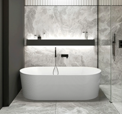 Attica Noosa 1500x750x580 Matte White Freestanding Bath with Overflow