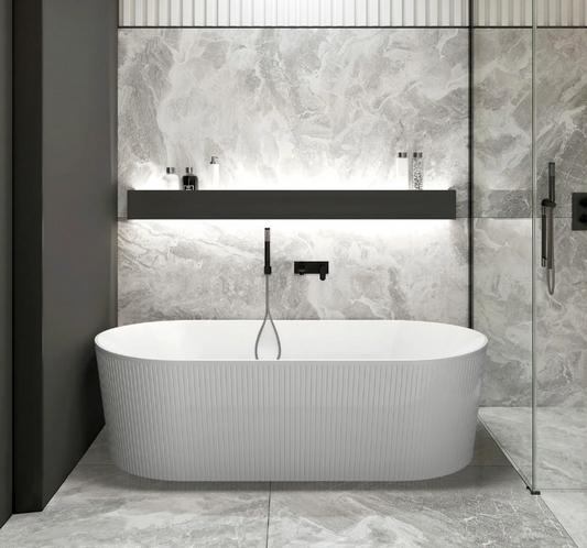 Attica Noosa 1700X800X580 Gloss White Back to Wall Multi-fit Bath with Overflow