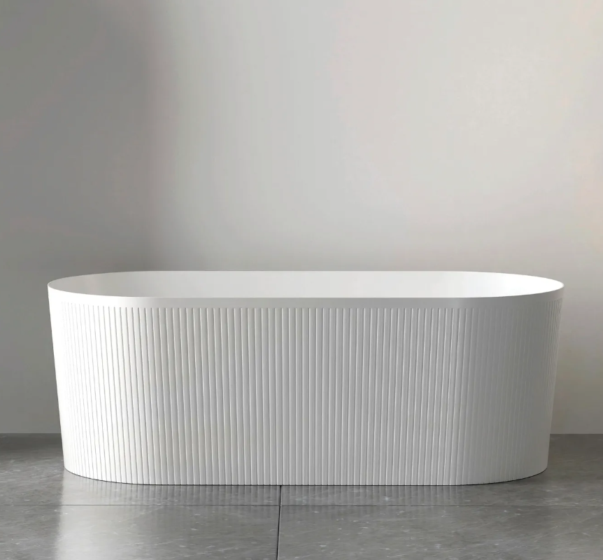 Attica Noosa 1500x750x580 Matte White Freestanding Bath with Overflow