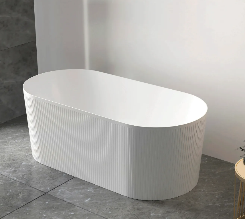 Attica Noosa 1500x750x580 Matte White Freestanding Bath with Overflow