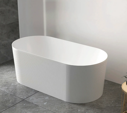 Attica Noosa 1500x750x580 Matte White Freestanding Bath with Overflow
